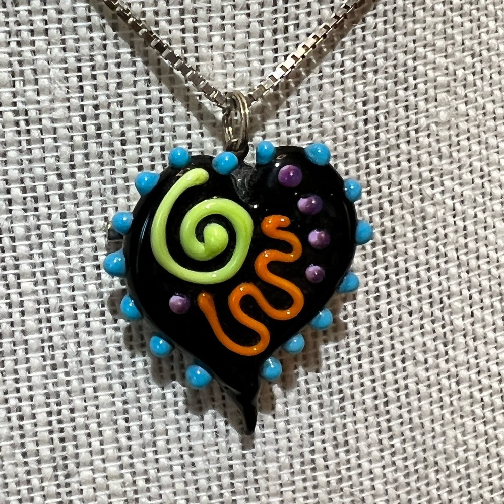 Handmade Glass Heart Pendant/Brooch